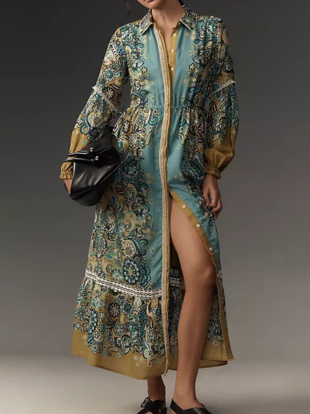 The Eleanora Long-Sleeve Maxi Shirt Dress
